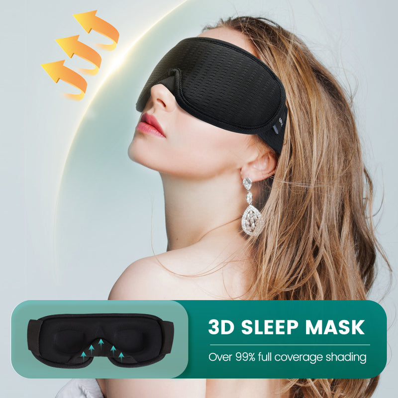 Máscara de sono 3D para viagens, leve para os olhos, suave para dormir, sombra respirável