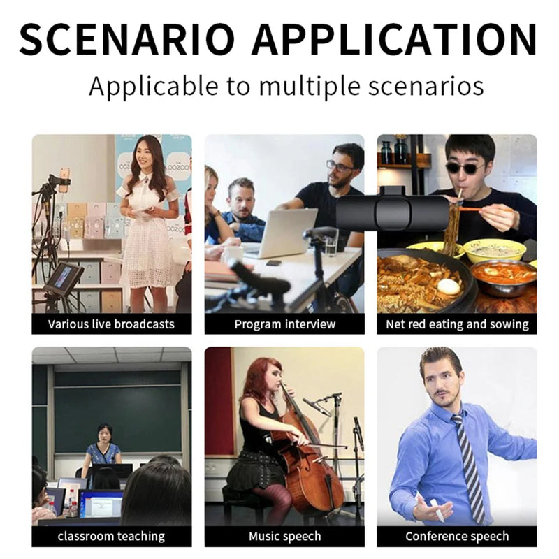 Microfone portátil sem fio Lavalier, gravação de vídeo áudio, mini microfone para iPhone, Android, PC, câmera, ao vivo, jogos, telefone, novo