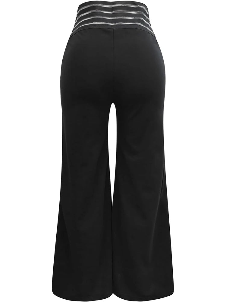 Elegante calça de cintura alta, casual do escritório, moda