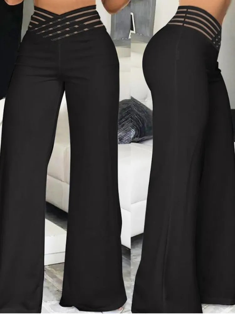 Elegante calça de cintura alta, casual do escritório, moda