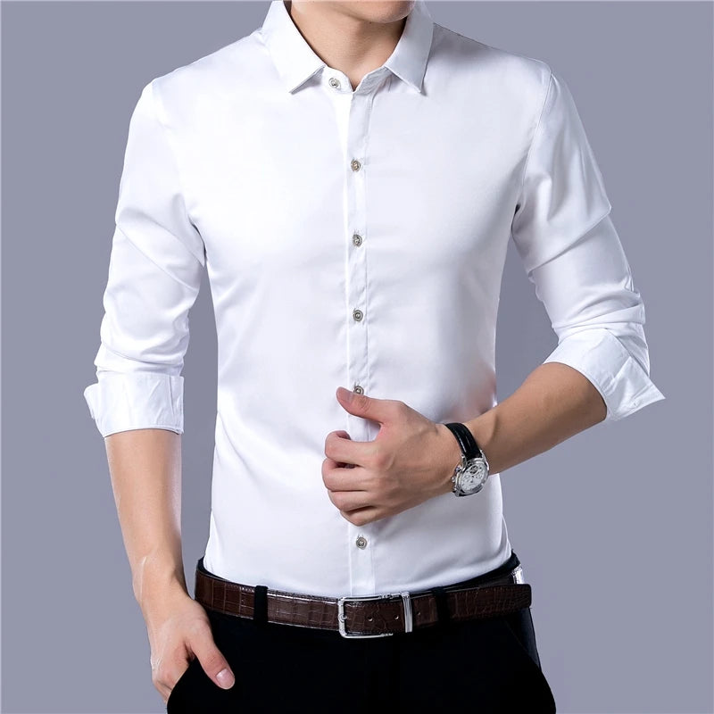 Camisa de manga comprida masculina, moda casual