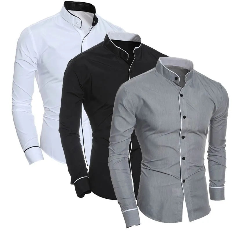 Camisa de manga longa slim fit versão coreana