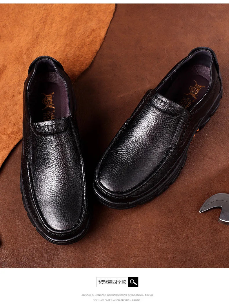 Mocassins de couro artesanal masculino, sola macia, confortável, antiderrapante, slip-on, negócios, dirigindo, casual, elegante