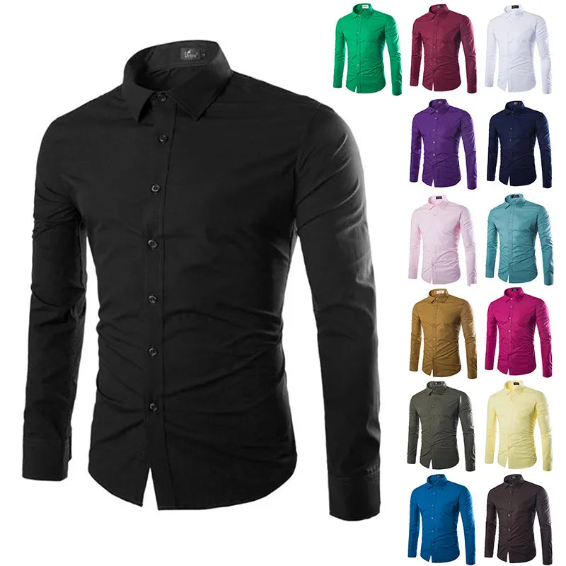 Camisa casual de manga longa masculina