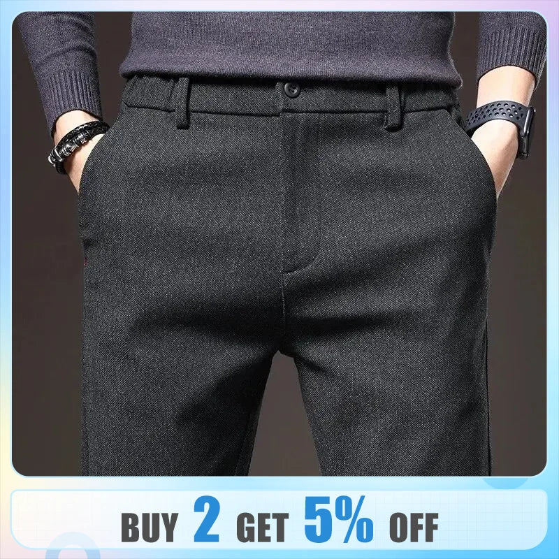 Calça formal Reta de elástico masculina