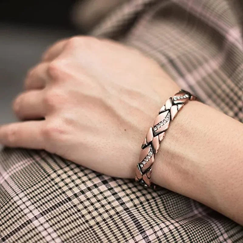 Pulseiras Terapêutica magnética Arthritis para Mulheres, Aço Titanium Saúde Pulseira com Cristal, Jóias da moda