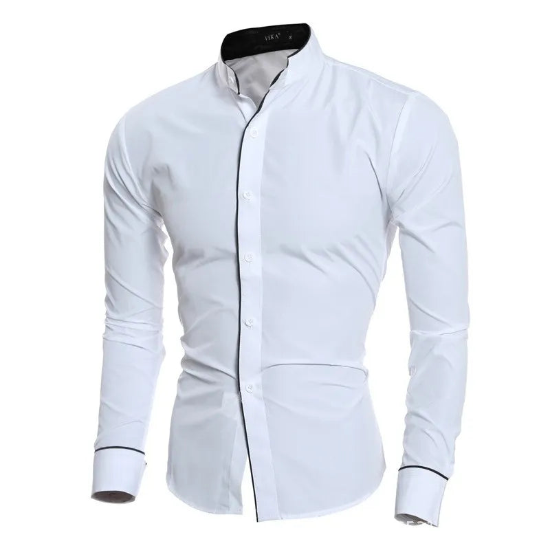 Camisa de manga longa slim fit versão coreana