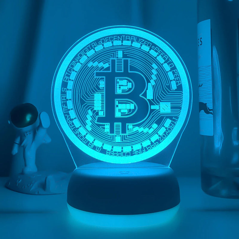 Acrílico LED Night Light Bitcoin para Quarto 3d