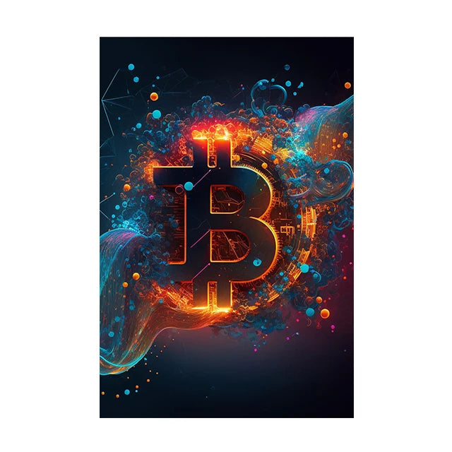 Moderno Abstrato Neon Estilo Bitcoin e Ethereum Diamante Pintura Diy Ponto Cruz Kit Bordado 5D Diamond Mosaico Home Decor G