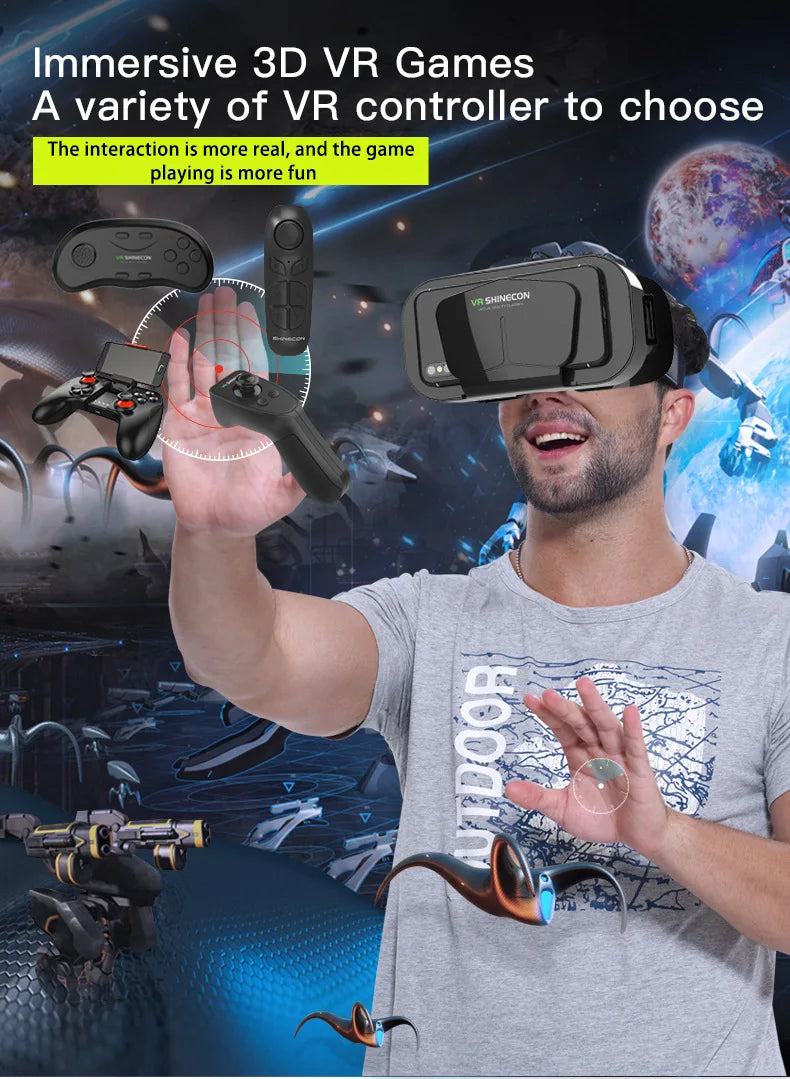 Óculos de Realidade Virtual, 3D Headset, Capacete, Óculos para Smartphone, Celular, Smart com Controlador